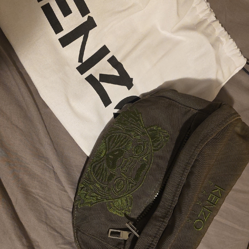 Kenzo Olive Green Embroidered Belt Bag